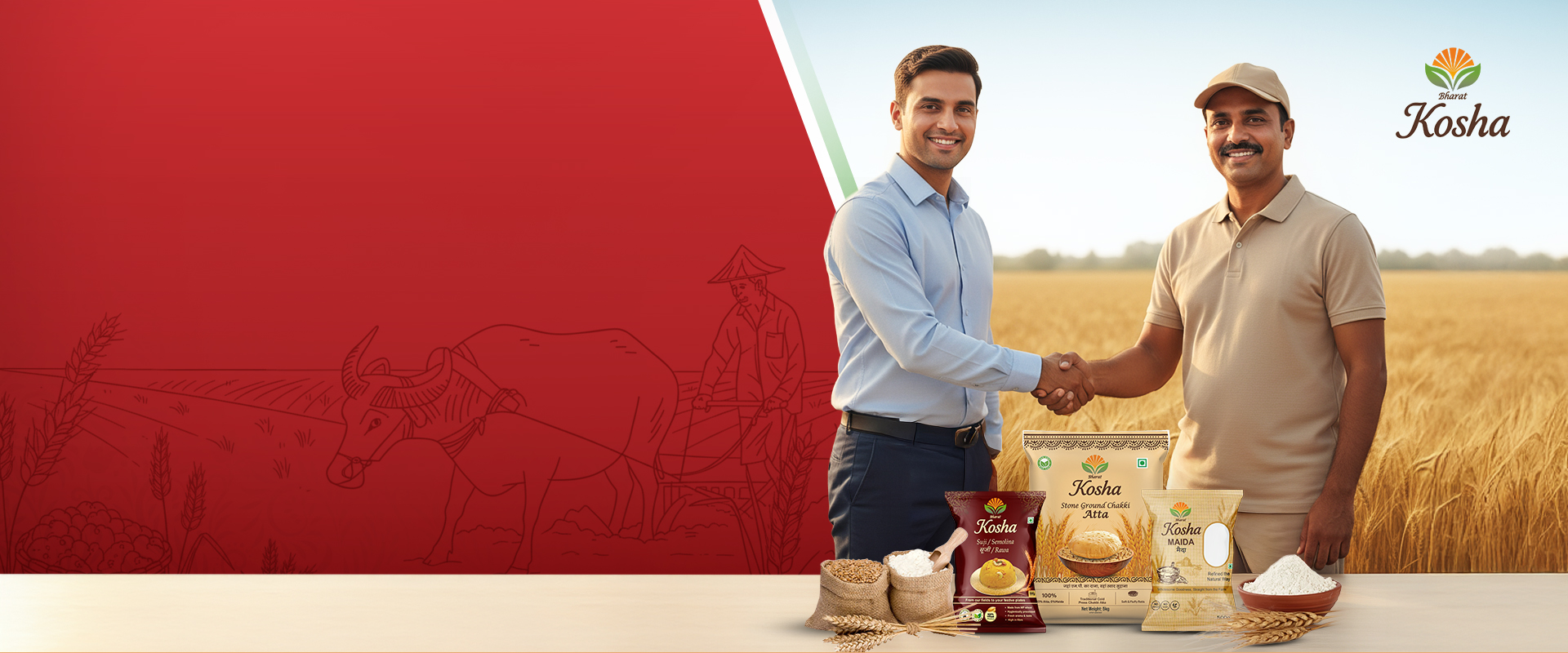 Kosha Products in a Wheat Field