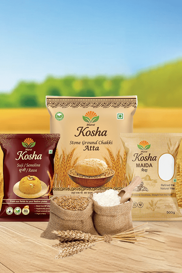 Kosha Products in a Wheat Field